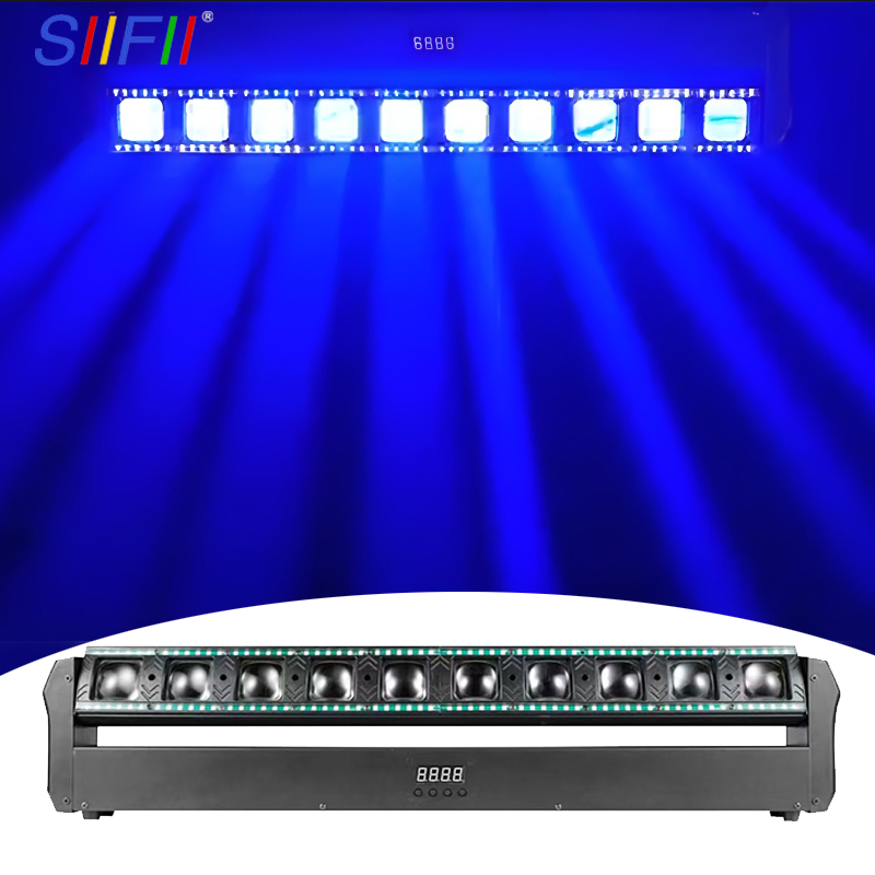 LED 10X30W RGBW Beam Wash Zoom Moving Head Light with Strip and Fan Cooling Protection Strobe DJ Light Linear Beam Fixture for Stage Events