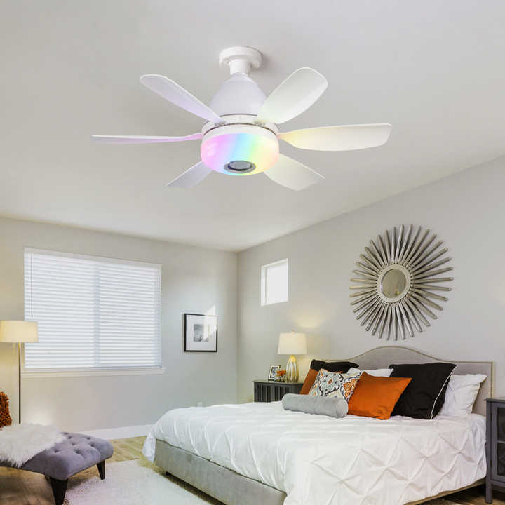 Ceiling LED Fan Light Moving Head Intelligent Dimming Fan Bulb Home Decor 360 Rotating Remote Control Modern E27 Ceiling Fan