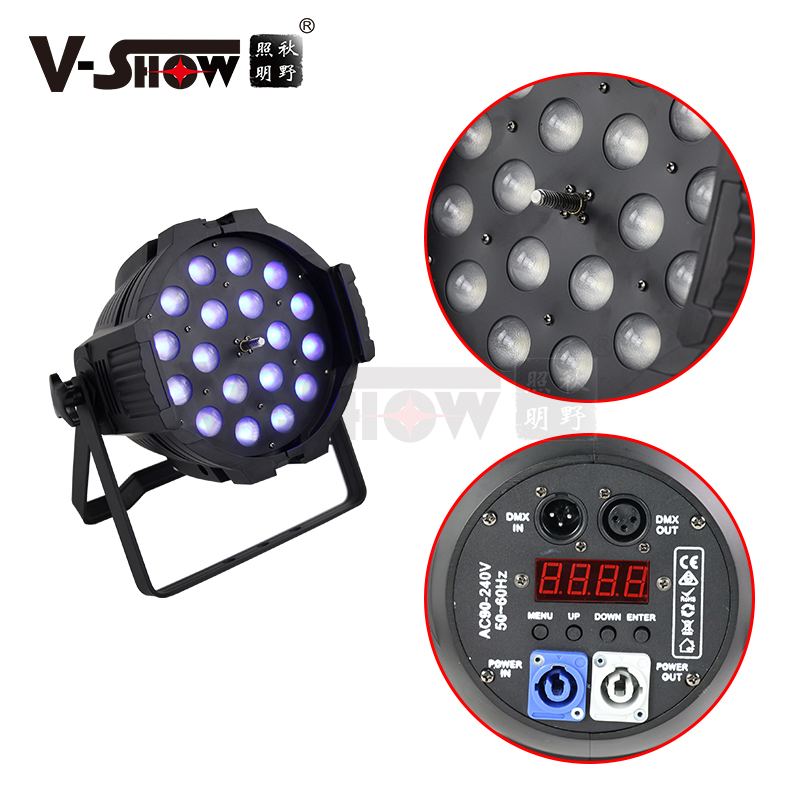 Vshow Pz1806 Stage Light LED PAR Zoom Light 18PCS 18W Rgbwauv 6in1 LED PAR Light for DJ Event