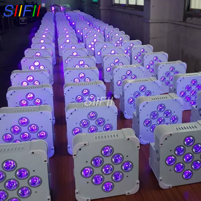 CE RoHS 2.4G Wireless DMX Battery Powered LED Flat PAR Can 9LEDs 18W Rgbwauv LED Stage Lights Wash Effect DJ Light