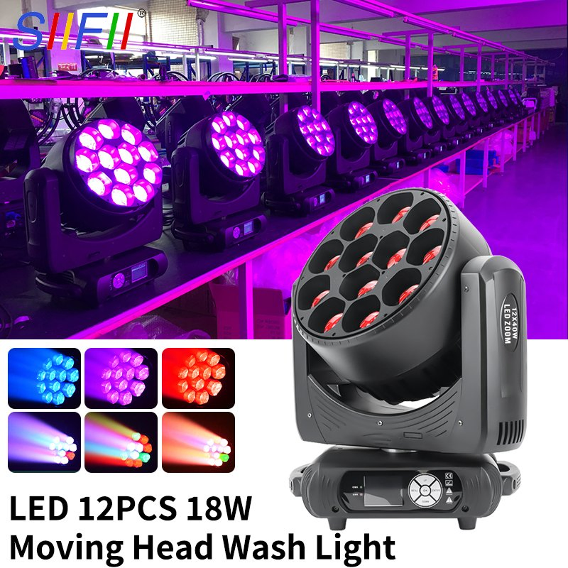 Stage Lights RGBW 4 in 1 Zoom 12X40W Wash LED Moving Head Light for Theater