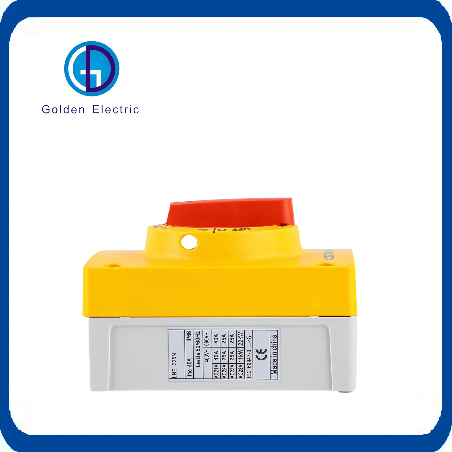 Electric Power Waterproof Enclosure IP66 3p4p 50Hz 16A 25A 40A 63A AC Isolating Isolation Isolator Switch for AC Industry
