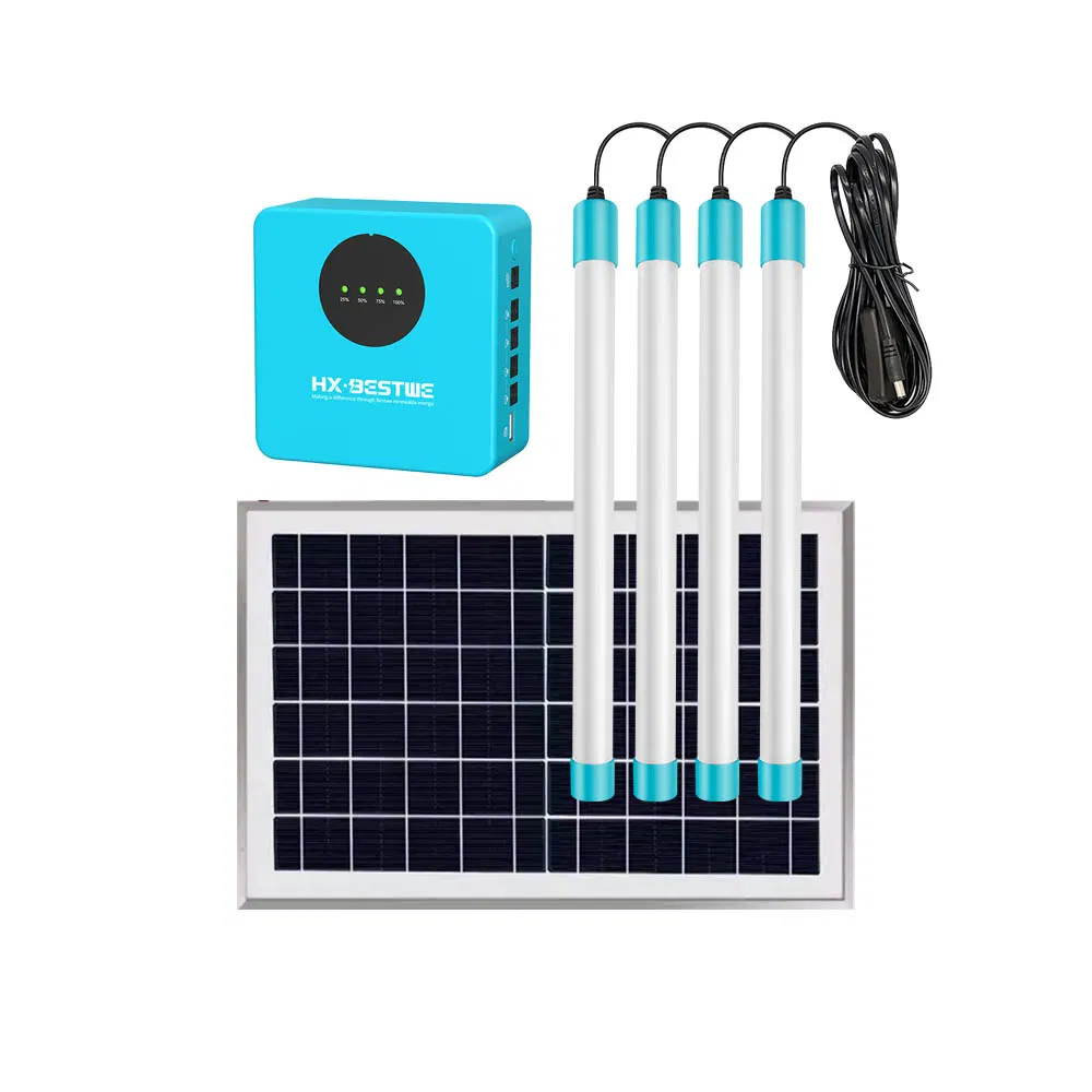 4 LED Tube Light Mini Portable Solar Power System Smart Home Lighting System