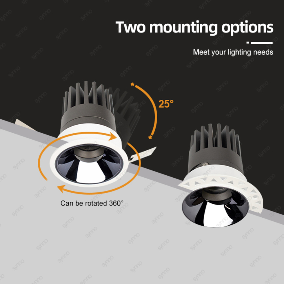 Indoor Commercial Aluminum Anti Glare Recessed Ceiling Spotlight Waterproof LED Downlight