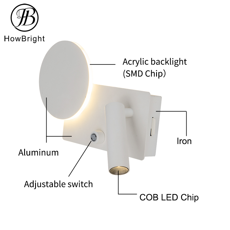 LED Dimmable Wall Light Fixtures Acrylic Backlight LED Wall Lamp Circular Lighting