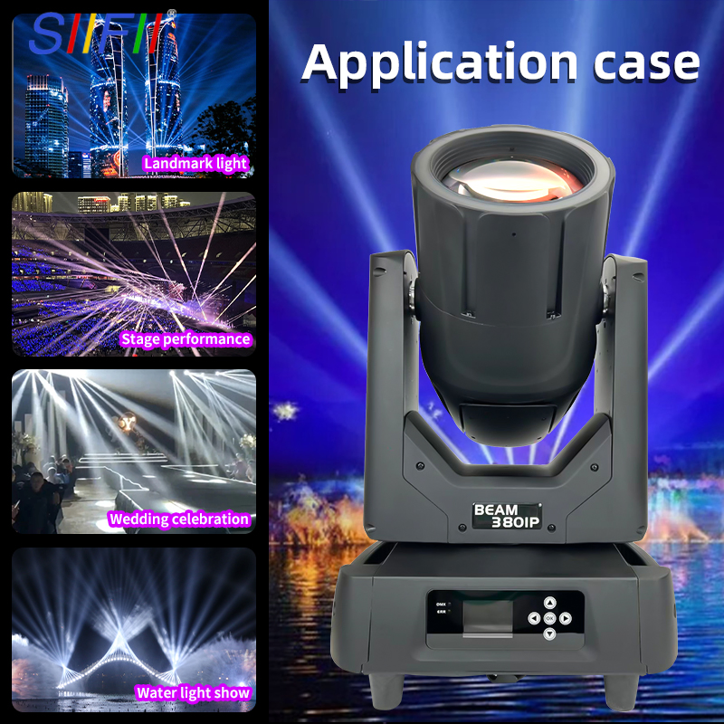 Waterproof 380W Beam Moving Head DJ Stage Light with LED Strip 2PCS with Case