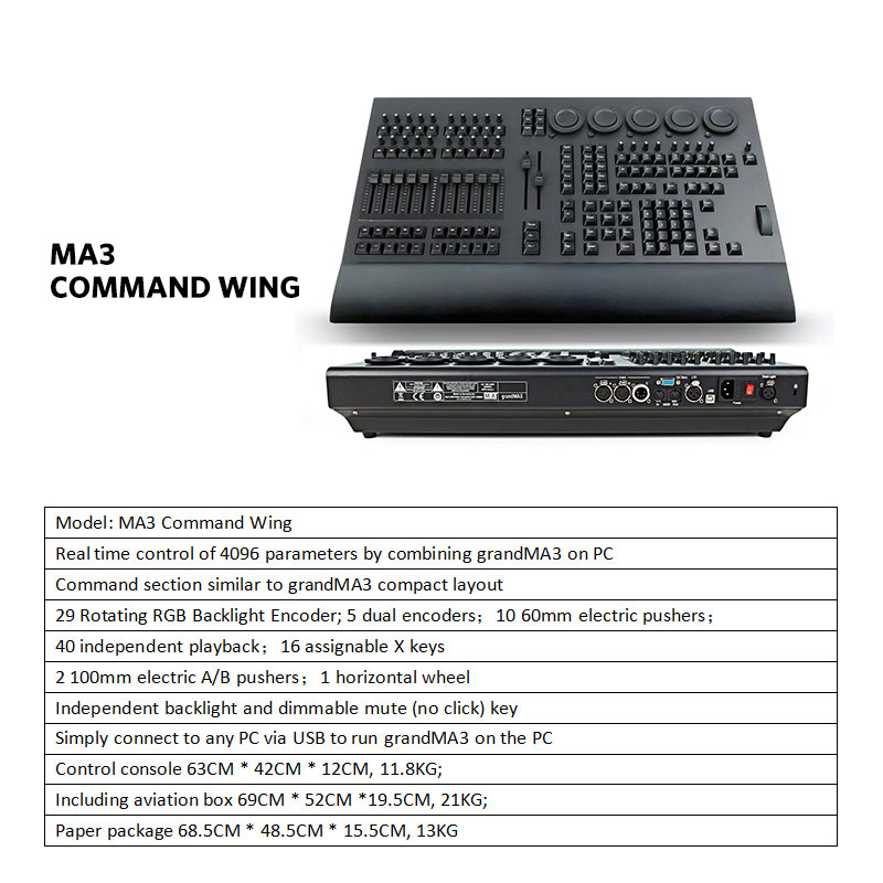 DMX Stage Lighting Control System DJ Light Ma3 Onpc Command-Wing Controller