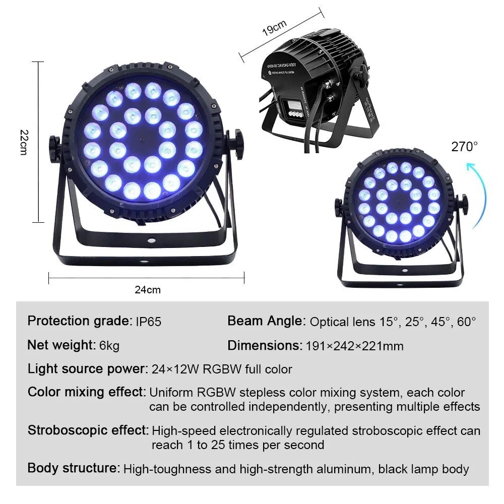 Waterproof PAR Light IP65 RGBW LED Outdoor Stage Light DMX512 Sound Control DJ Disco Club Event Wedding Bar