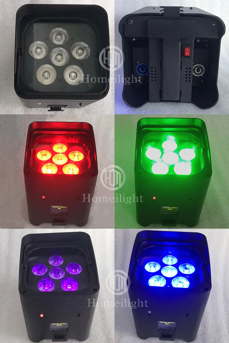 LED Projector Light Professional Stage Lights RGBWA UV 6 in 1 Luminous Lighting Wireless PAR Cans
