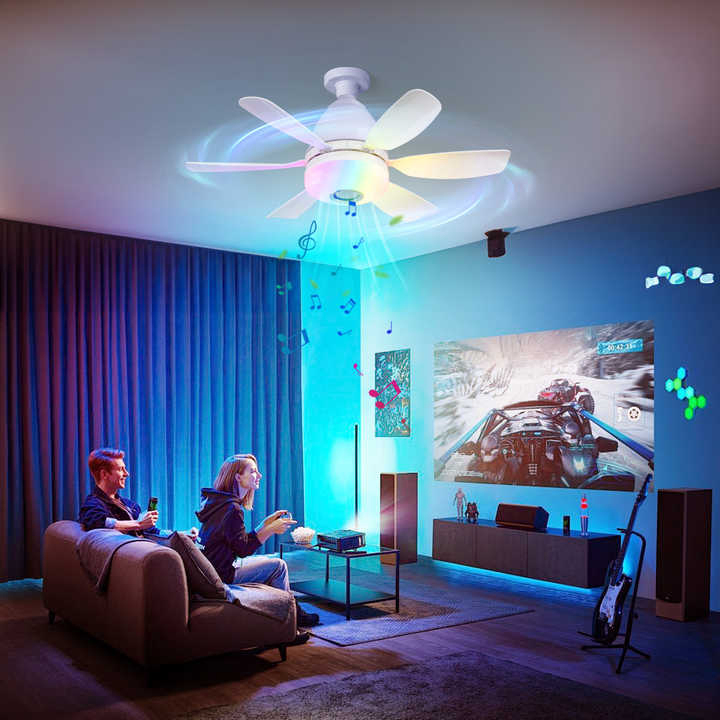 Ceiling LED Fan Light Moving Head Intelligent Dimming Fan Bulb Home Decor 360 Rotating Remote Control Modern E27 Ceiling Fan