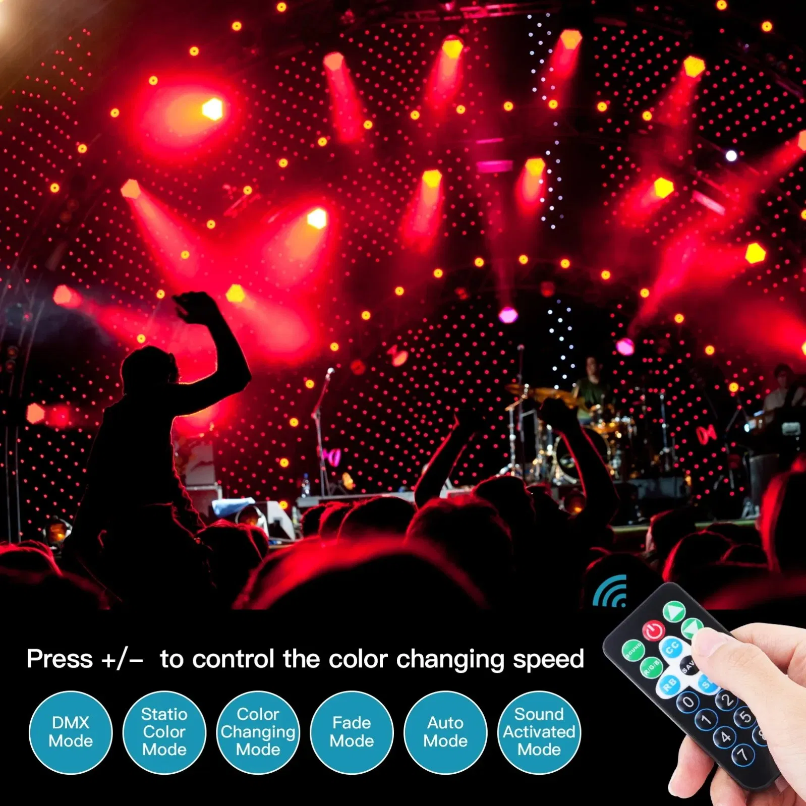 36 LED Lights RGB PAR Can Disco Light 4 Packs DJ Stage DMX 7 Channel Light Sound for Nightclub Party Disco Light