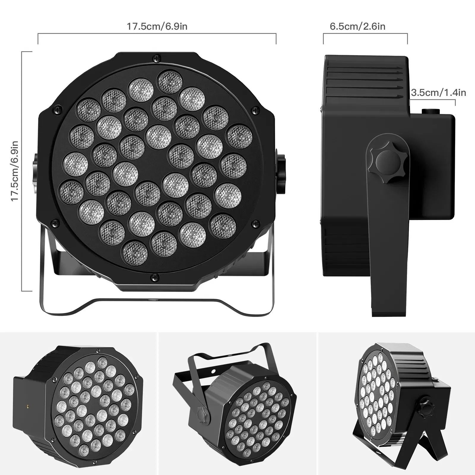 36 LED Lights RGB PAR Can Disco Light 4 Packs DJ Stage DMX 7 Channel Light Sound for Nightclub Party Disco Light