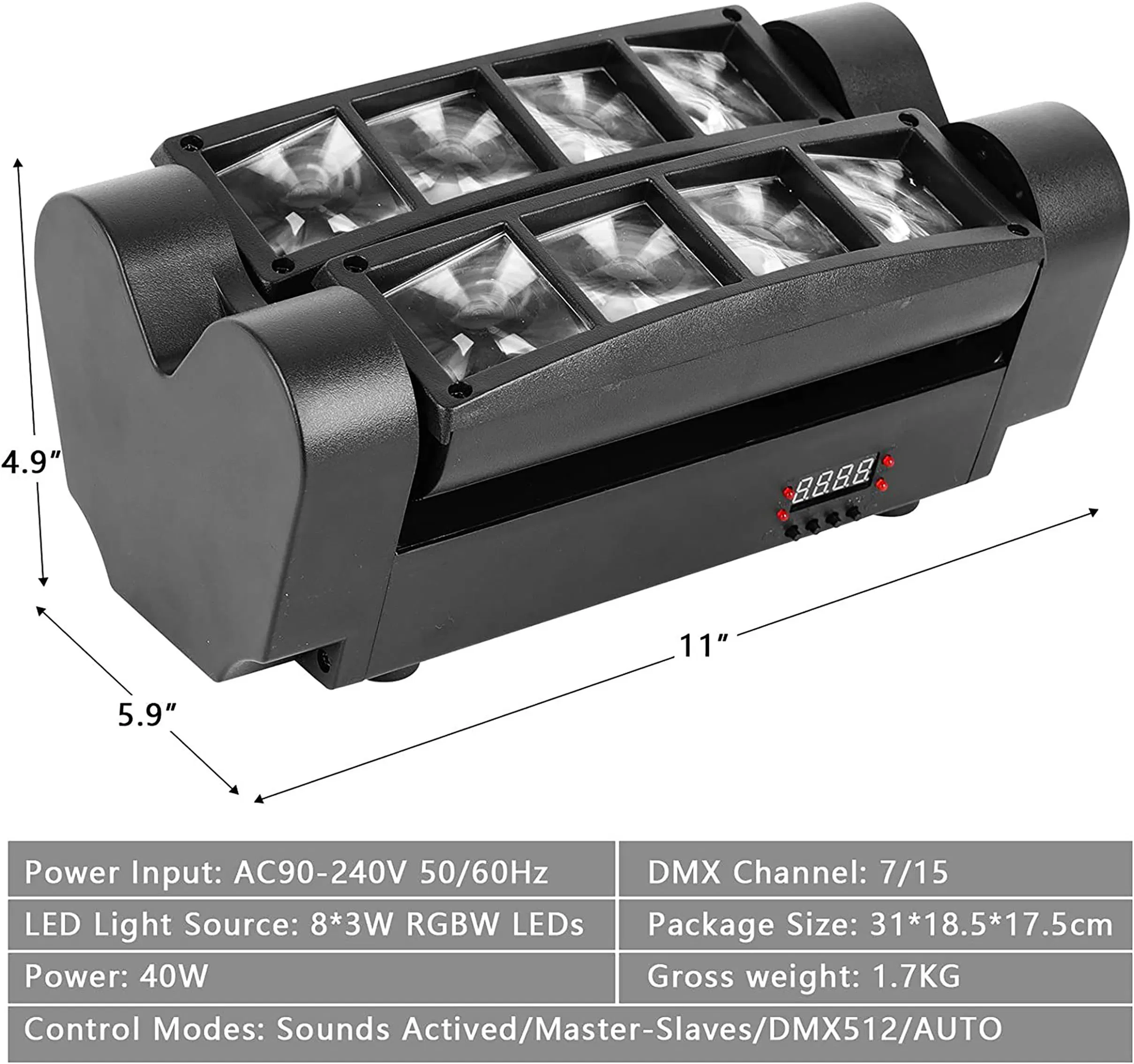 LED Mobile DJ Device 8 Eye Beam Disco Dance Floor Stage Lights