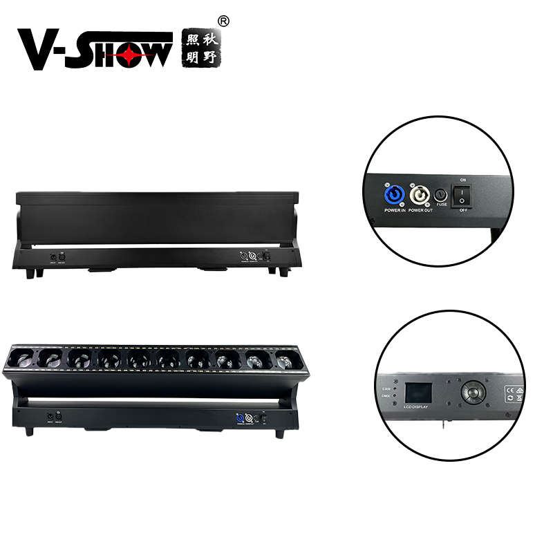 Vshow B1060s 10PCS 60W LED RGBW Wash Zoom Moving Bar and Strobe Line Stage Light for DJ Disco Concert
