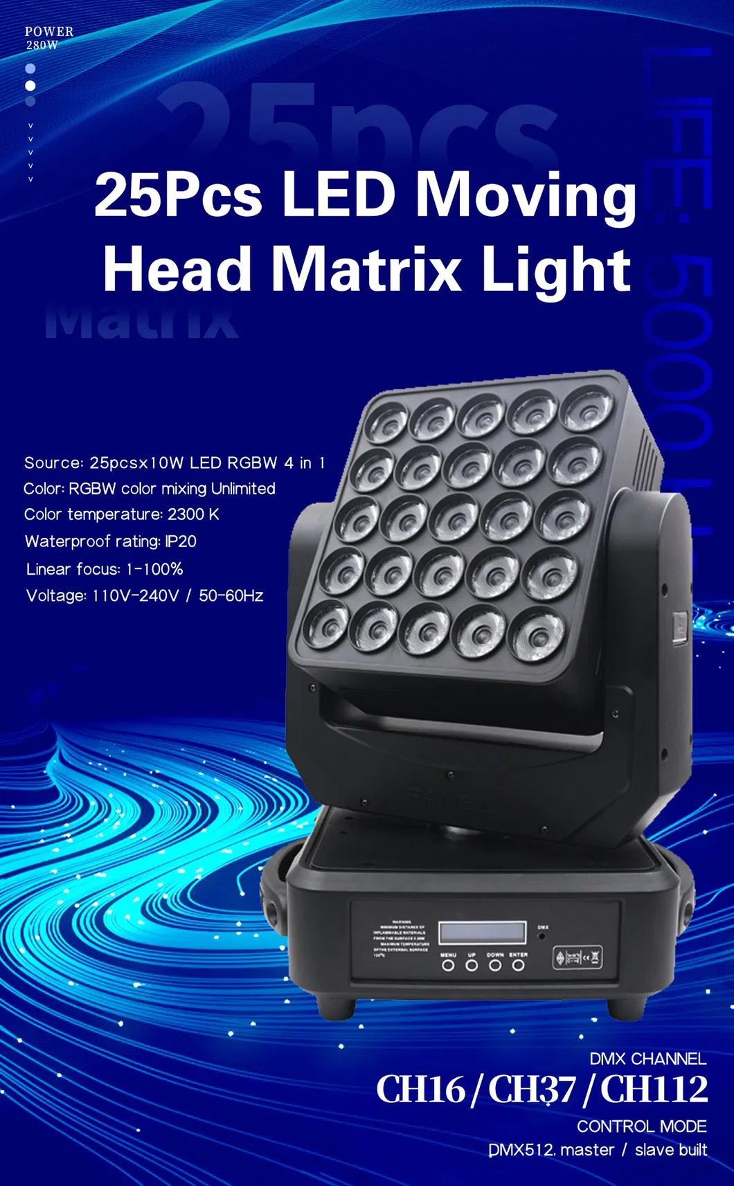 LED Matrix Moving Head Light Side View