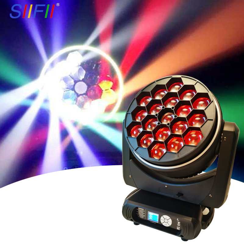 19 X 40W LED Bee Eye RGBW 4in1 Zoom Wash Moving Head Light with Strip DMX512 for DJ Bar Stage Light