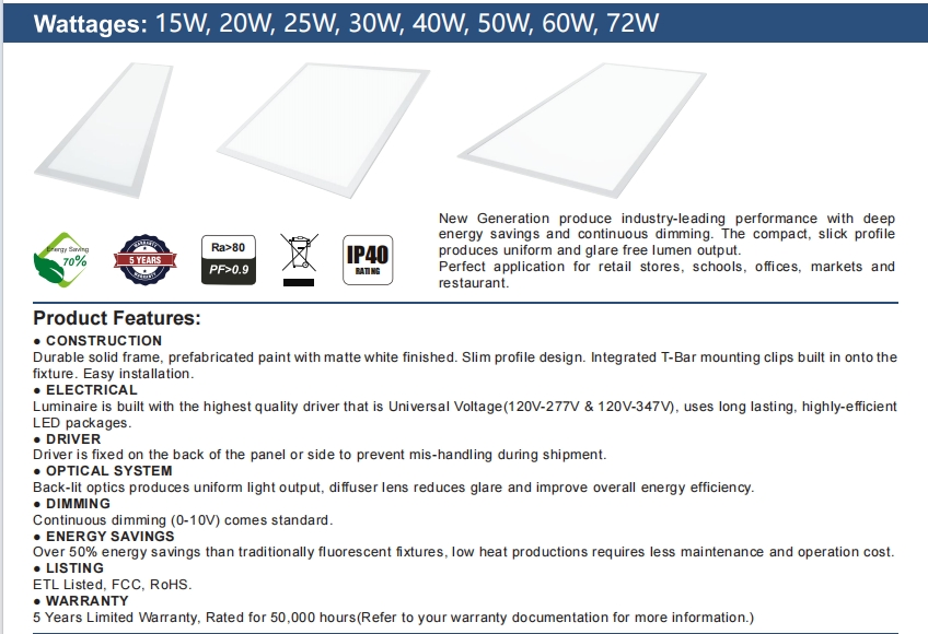 USA in Stock 2X4FT 72W LED Flat Panel Light Prismatic Lens Recessed Back-Lit Drop Ceiling Lights LED Panel