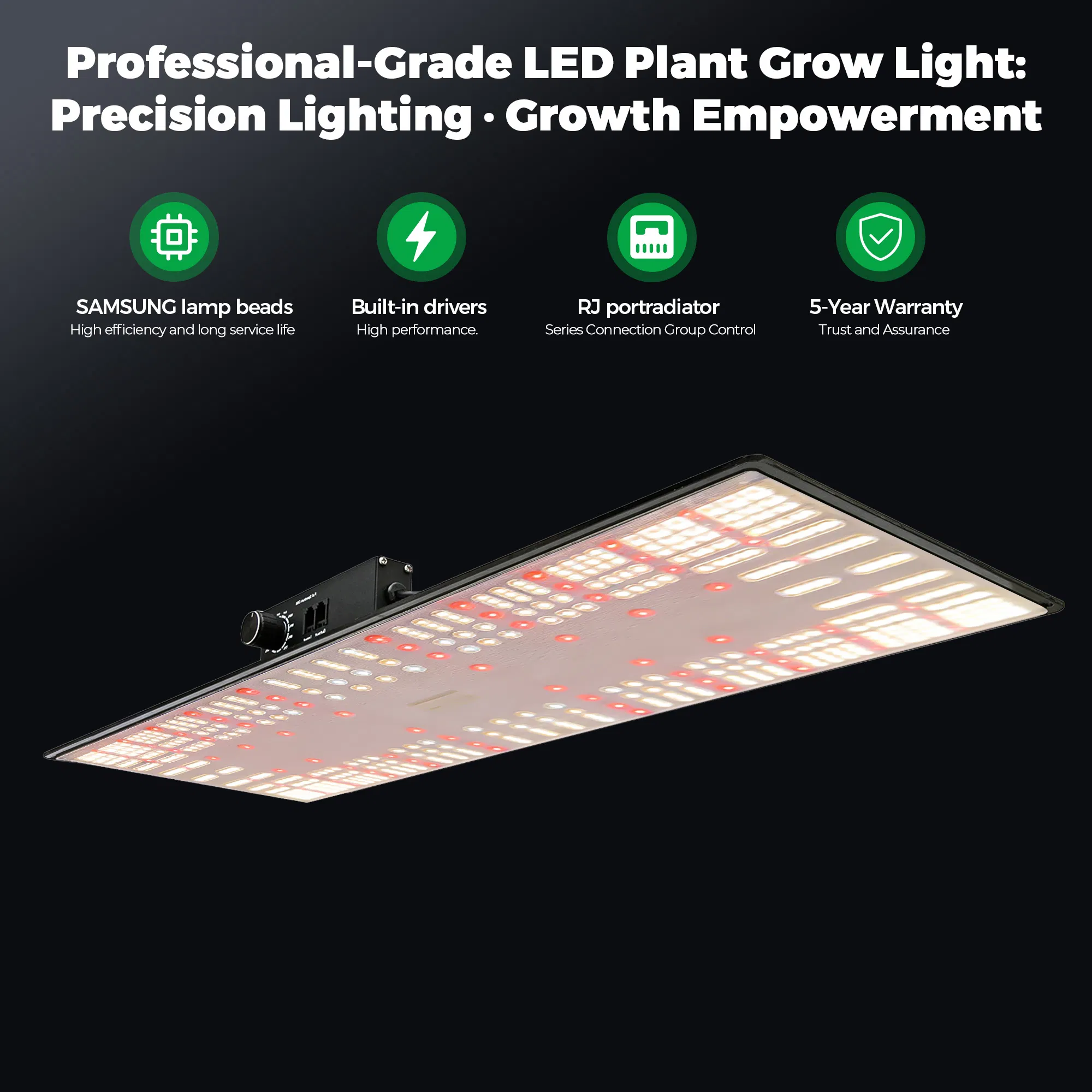 Dimmable LED Grow Light with Daisy Chain Full Spectrum Indoor Farming Lighting