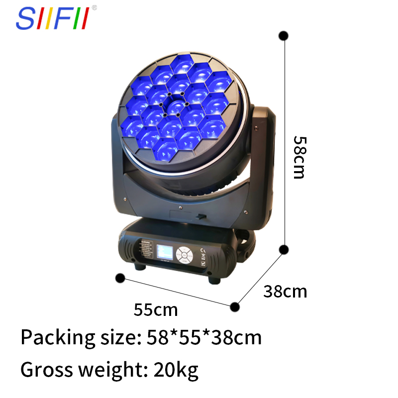 19 X 40W LED Bee Eye RGBW 4in1 Zoom Wash Moving Head Light with Strip DMX512 for DJ Bar Stage Light
