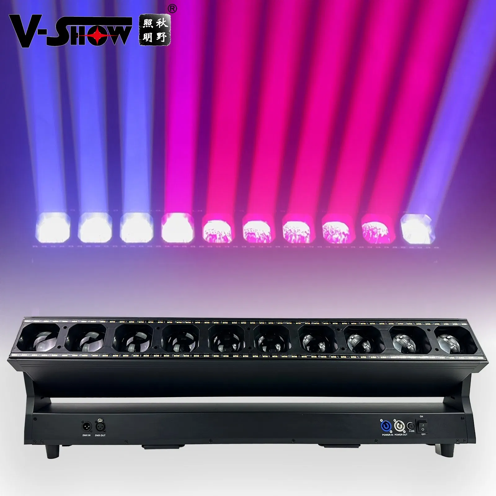 Vshow B1060s 10PCS 60W LED RGBW Wash Zoom Moving Bar and Strobe Line Stage Light for DJ Disco Concert