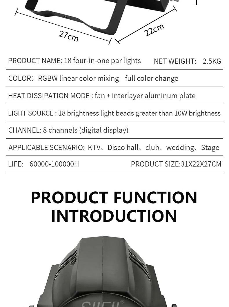 Stage Equipment DMX LED RGB 4 in 1 18*10W/18W PAR Lighting