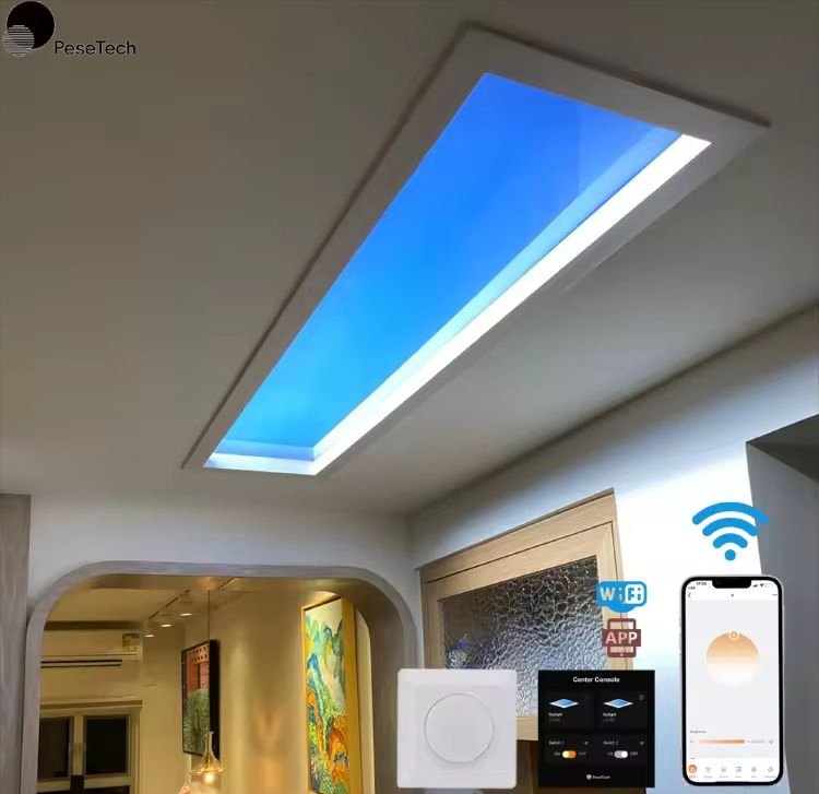 Indoor Ceiling Skylight Decorative Slim Recessed LED Blue Sky Panel Lights