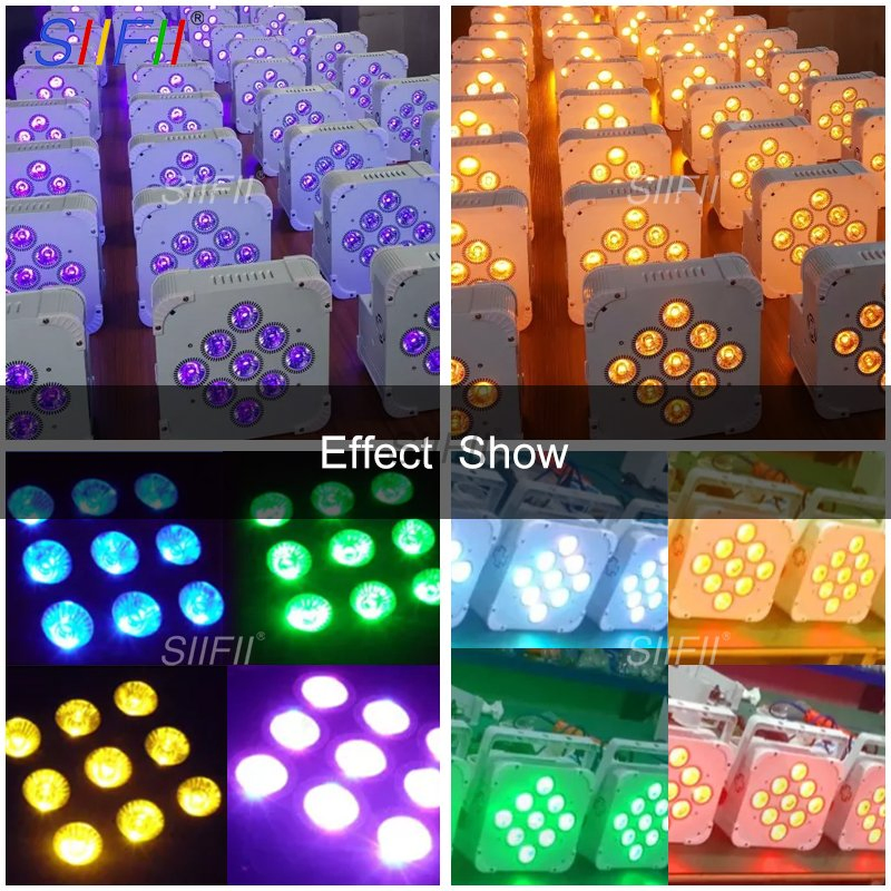 CE RoHS 2.4G Wireless DMX Battery Powered LED Flat PAR Can 9LEDs 18W Rgbwauv LED Stage Lights Wash Effect DJ Light