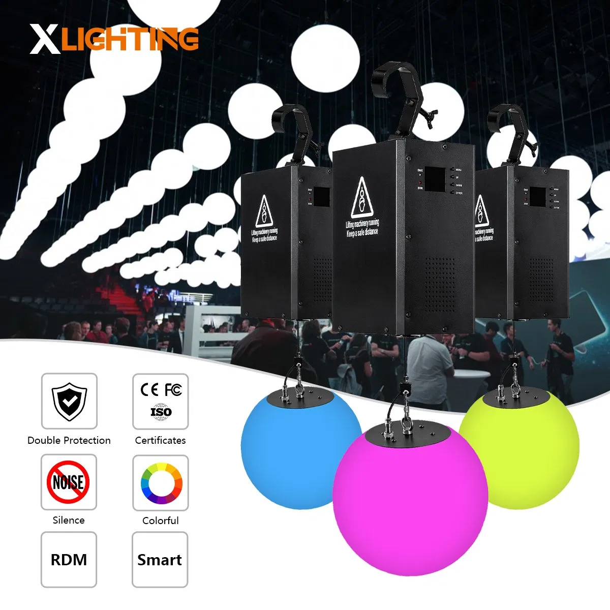 New Design! Professional Stage RGB DMX LED Lift Ball Kinetic Lighting