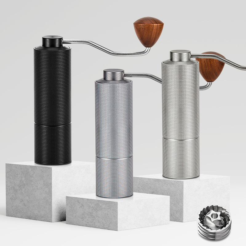 Máquina de espresso cuadrada portátil de manivela, molinillo de café manual con núcleo de acero para uso doméstico