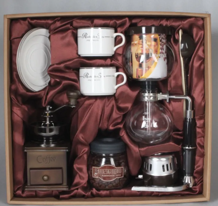 Conjuntos de regalo de molinillo de café manual de madera antigua