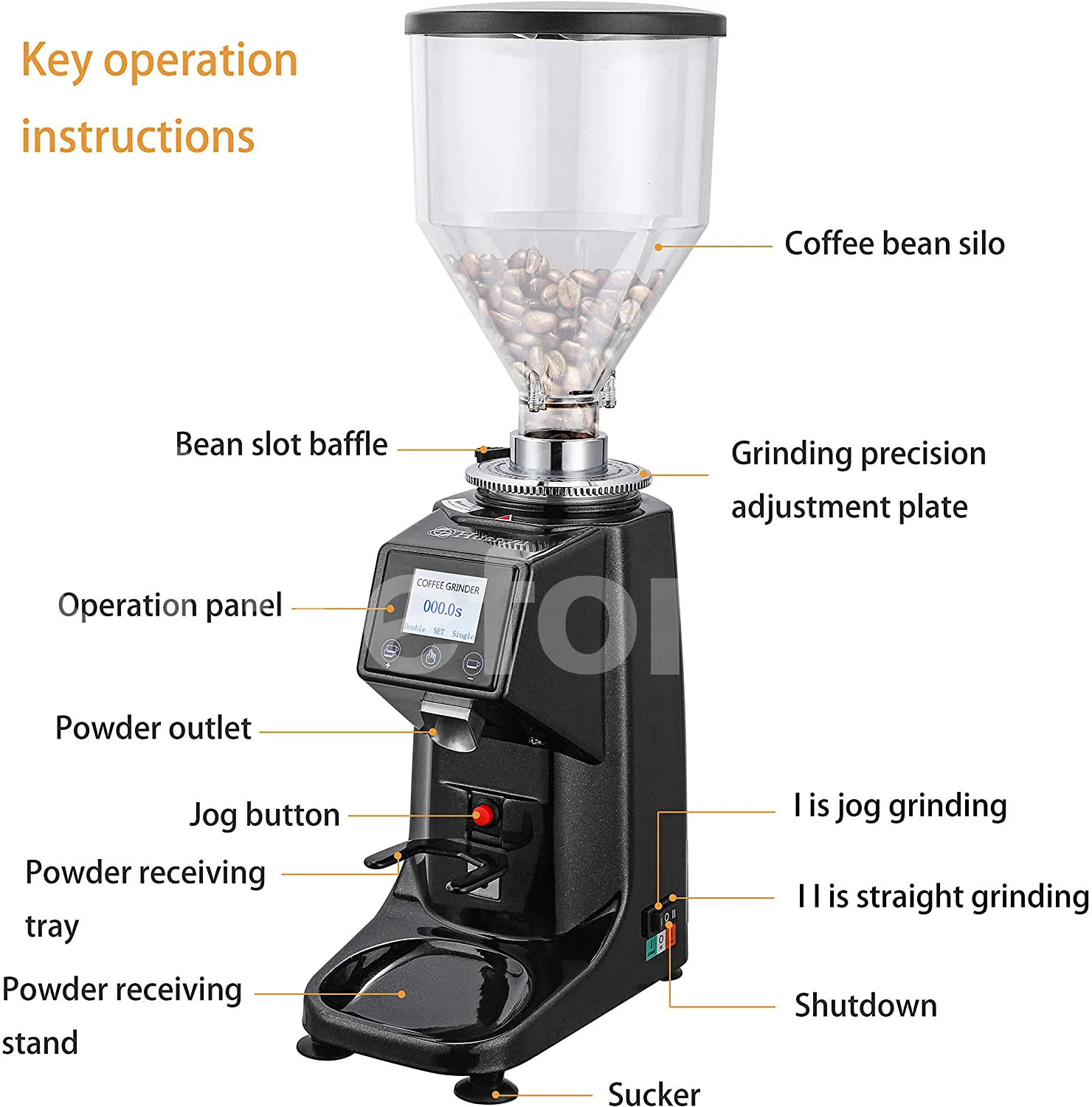 Molinillo de café compacto 1400rpm 60mm plano industrial comercial manual eléctrico