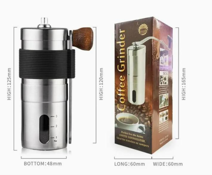 Molino de café manual portátil mini ajustable con botella de vidrio para café, hogar, viaje, camping y oficina