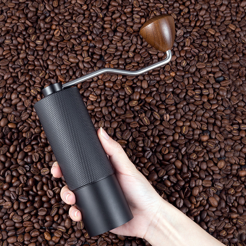 Molino de café manual portátil de acero inoxidable con muelas ajustables, fabricante de espresso para hogar y camping