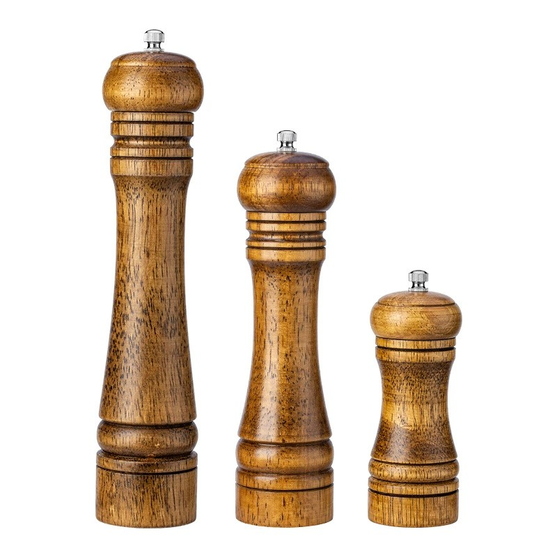 Juego de molinillos de sal y pimienta manuales de madera ajustables para cocina
