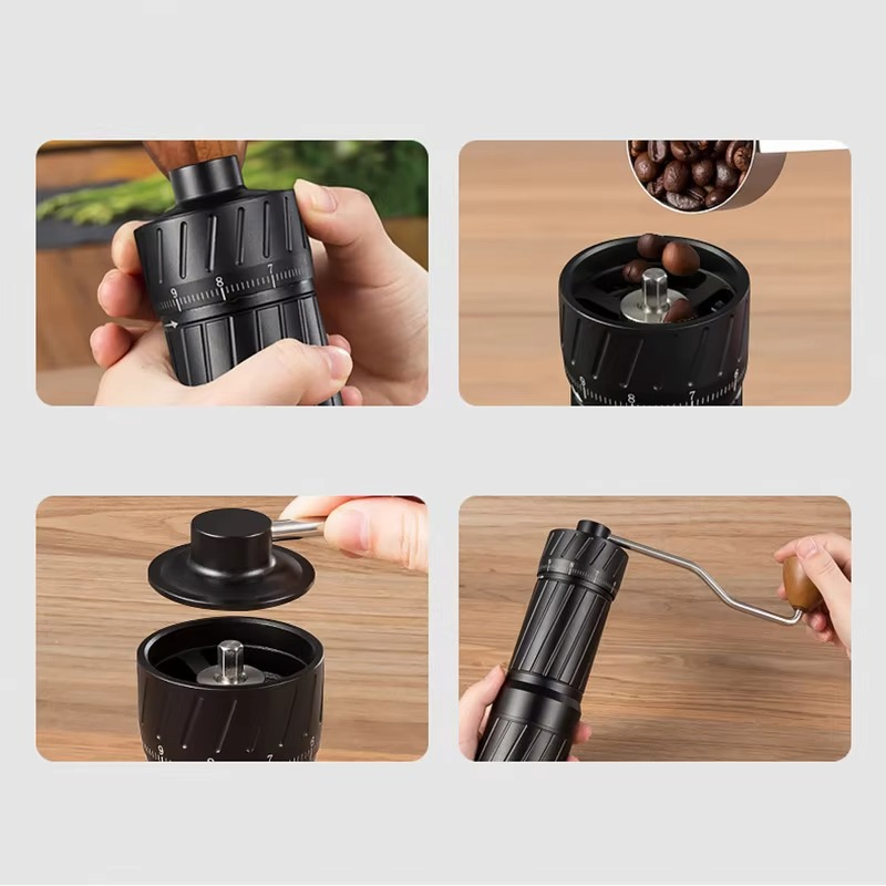Molino de café manual portátil mini de alta calidad 420 acero inoxidable 7-Star utensilio de muelas cónicas para uso en casa