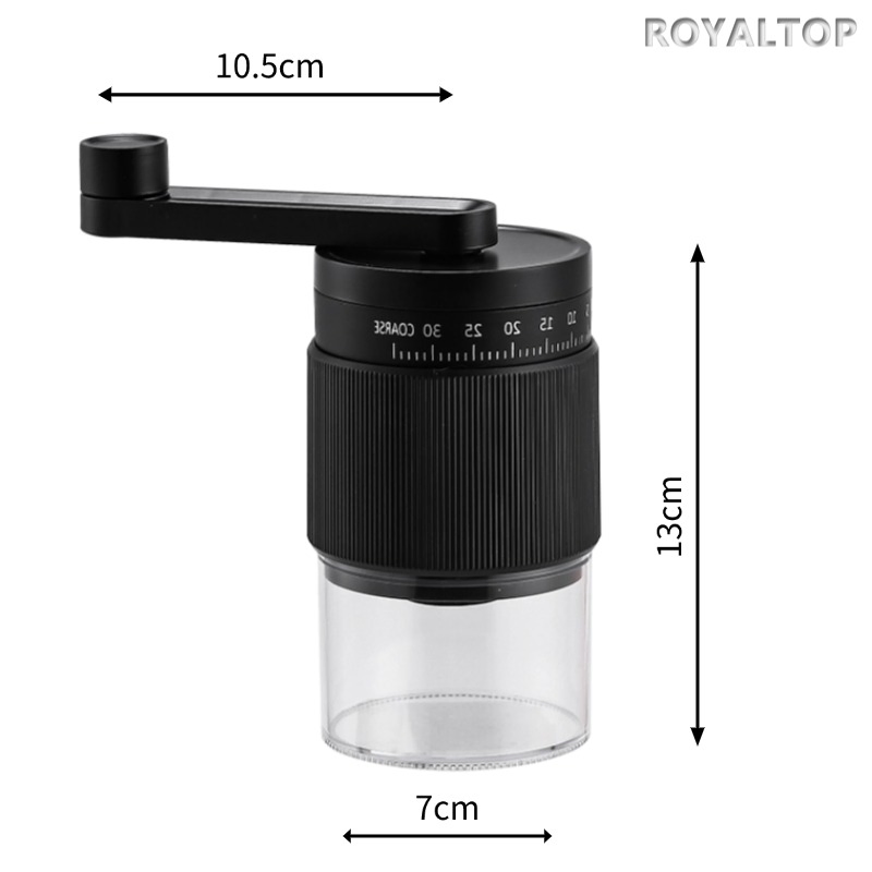 Juego de regalo de café en caja de color personalizado, pequeño molinillo de café manual, granos de café, configuraciones ajustables, molinillo de café de cerámica cónica