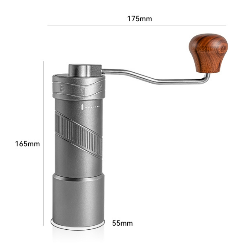 Molino de café manual mini de acero inoxidable con muelas cónicas ajustables y manivela 420