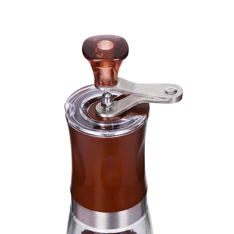Venta Caliente Personalizada Profesional Portátil Pequeña Ajustable Molinillo Manual de Café en Grano de Vidrio