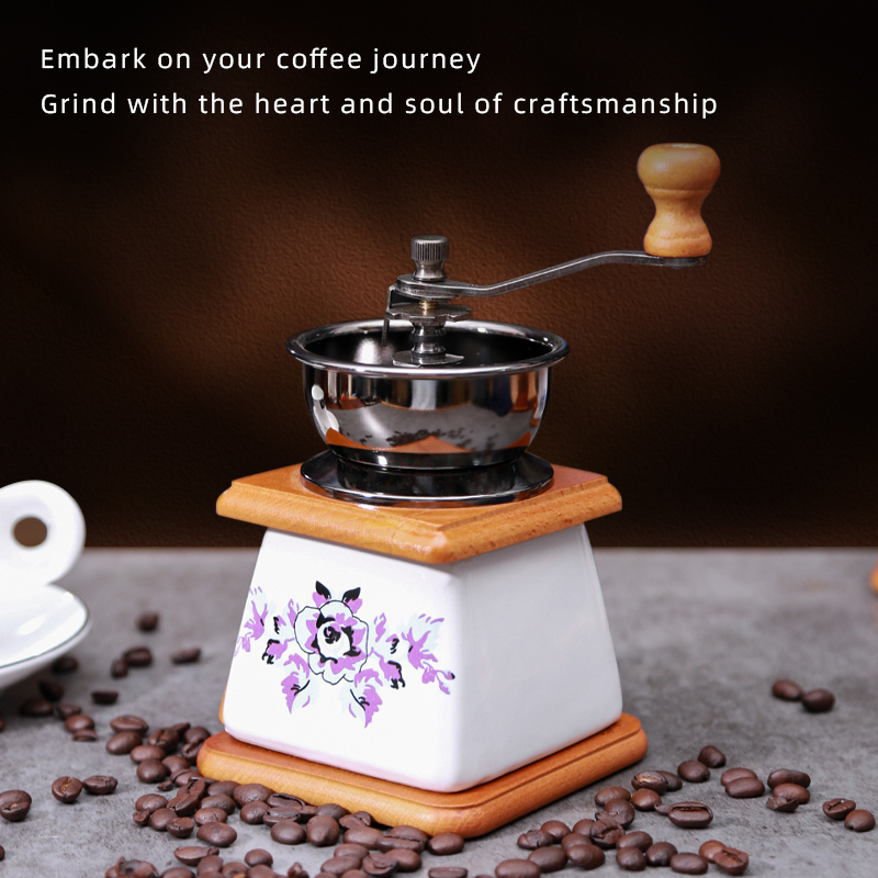 Molino de café manual Bm140 - Estilo retro de molino de viento y cajón de madera para granos