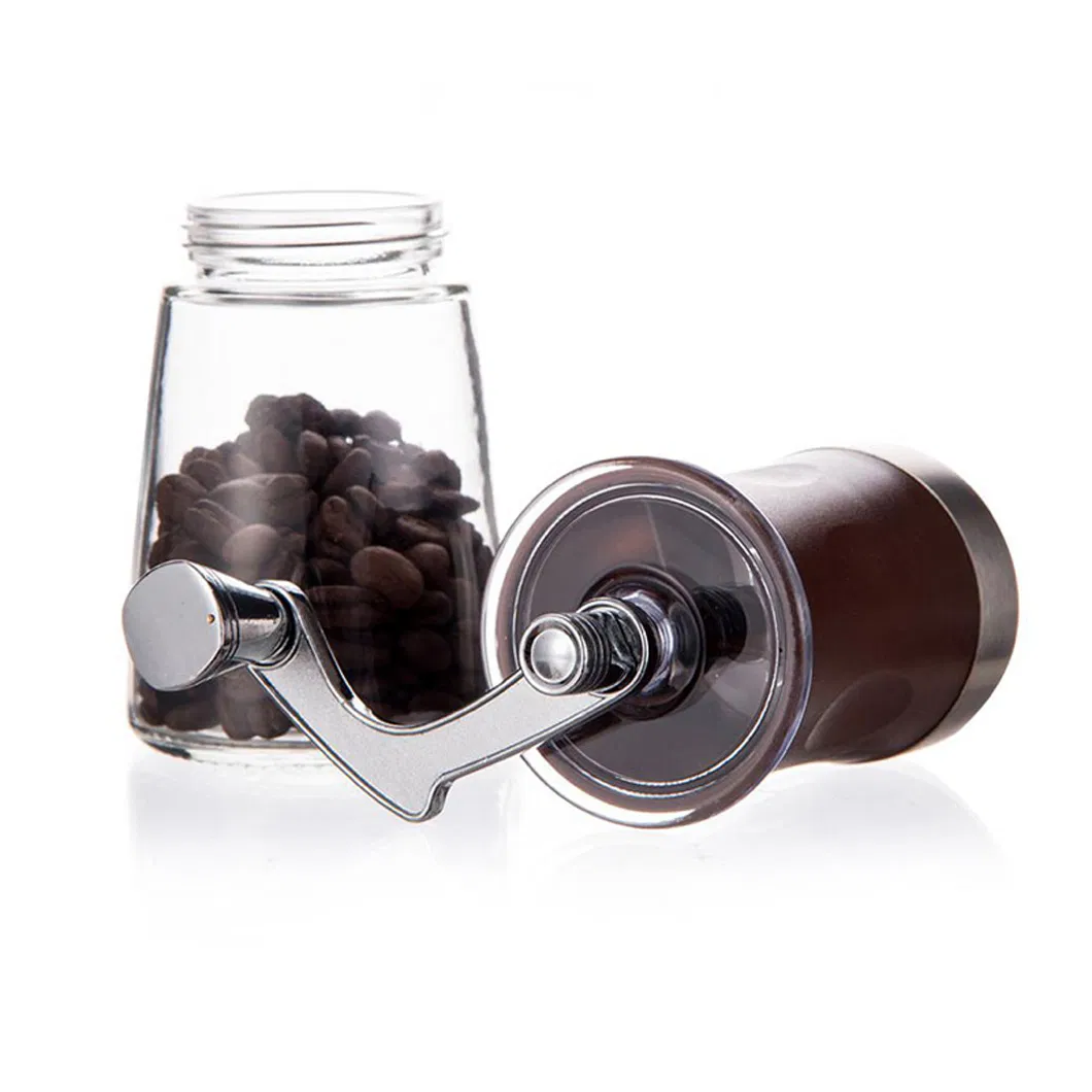 Molino de café manual con base de vidrio, ajuste de molienda, hogar, OEM, personalizado, venta al por mayor