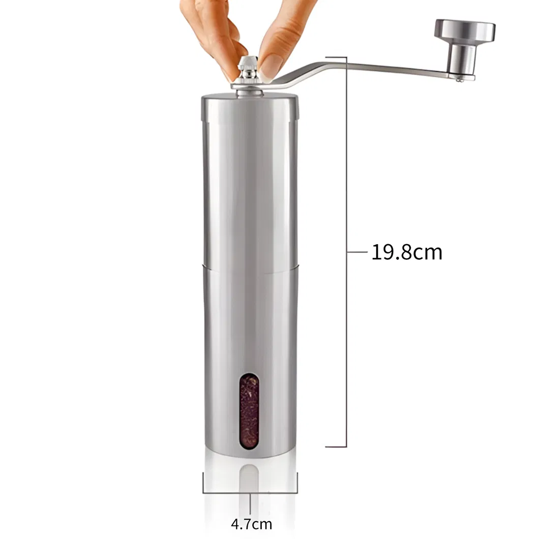 Molino de café manual de manivela en forma de triángulo con logo personalizado, gadget para camping y hogar