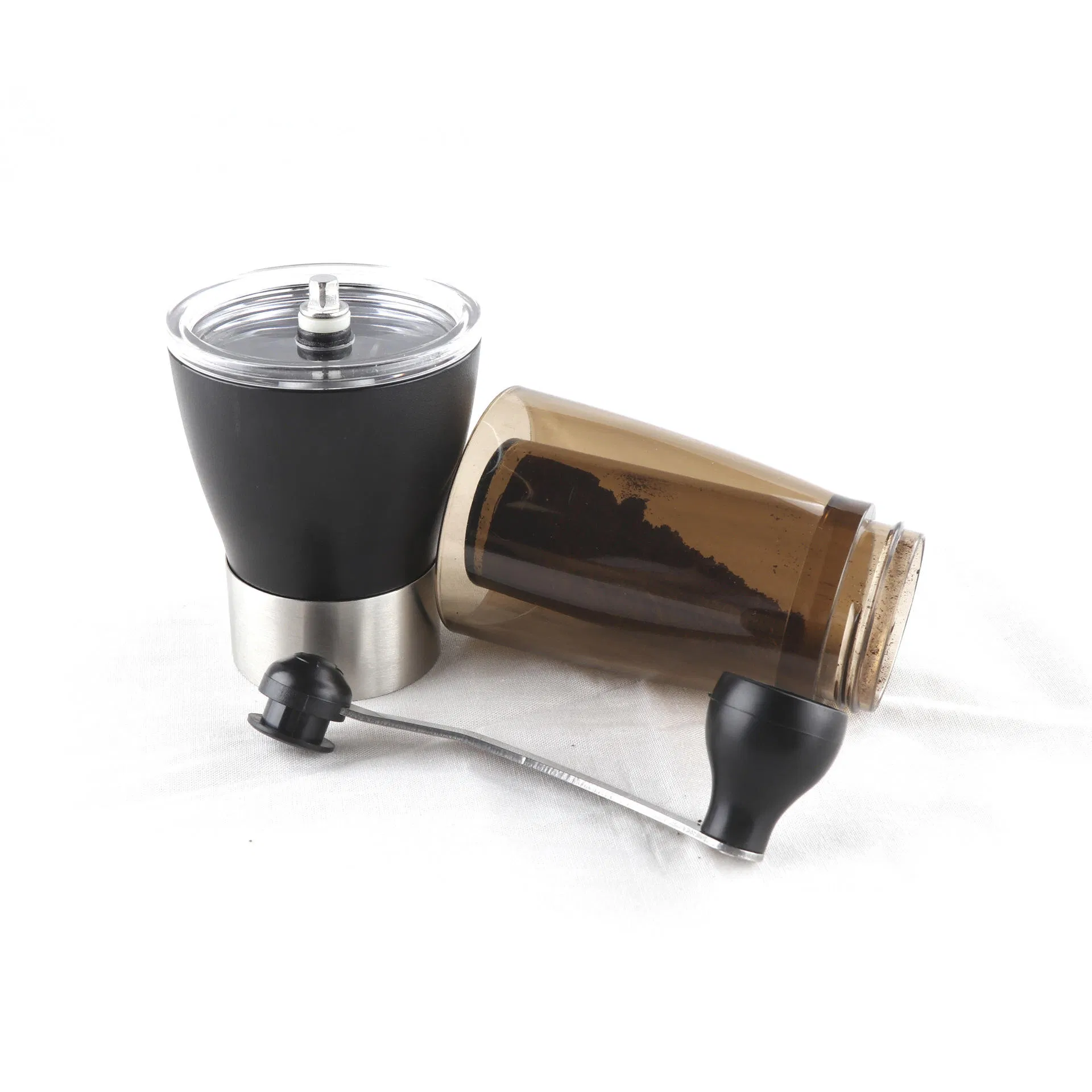 Molino de café manual de vidrio clásico estilo mini, molinillo de café portátil con frasco de vidrio