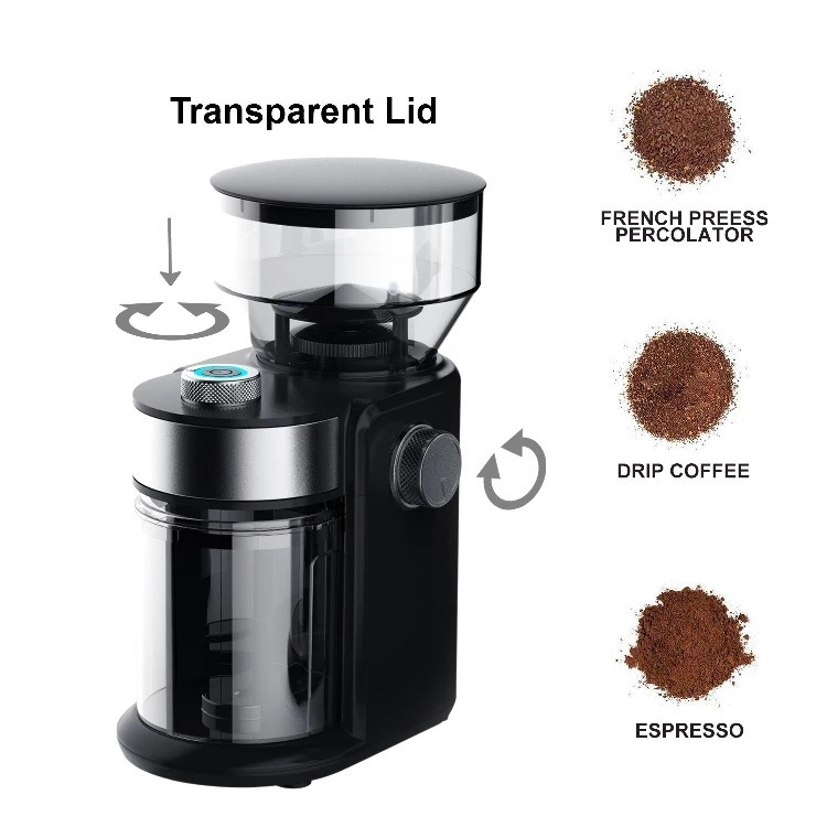 Molinillo de café eléctrico de motor de ultra fina con 18 configuraciones de molienda