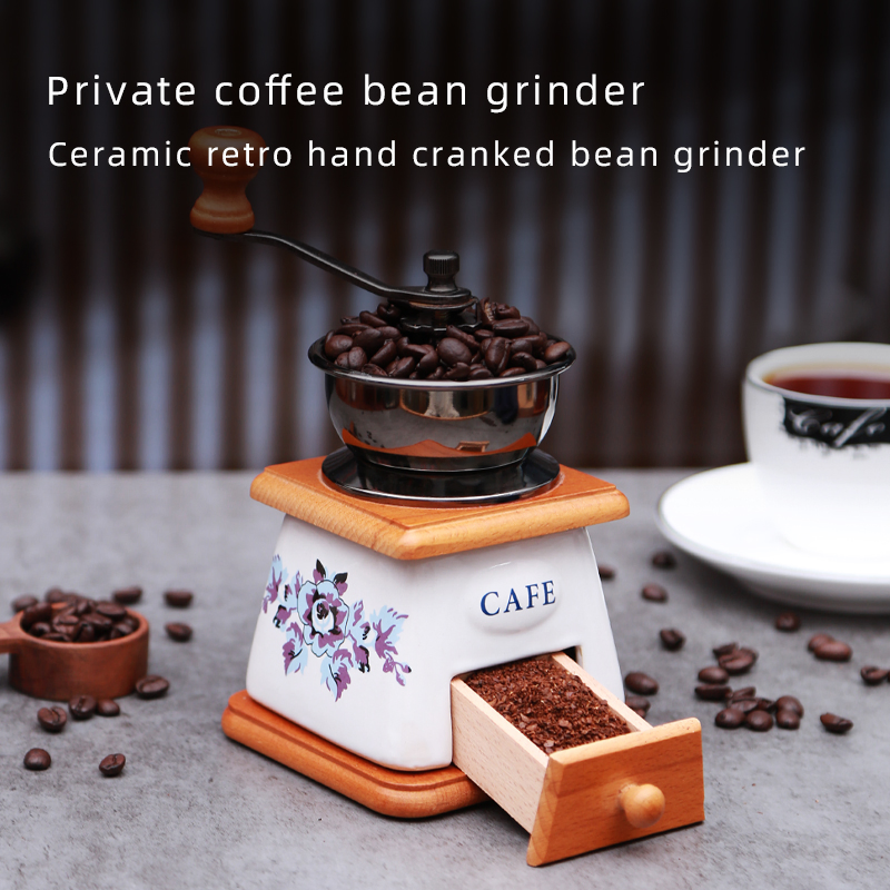 Bm140 Molinillo de café vintage - Rueda de molino y cajón de madera