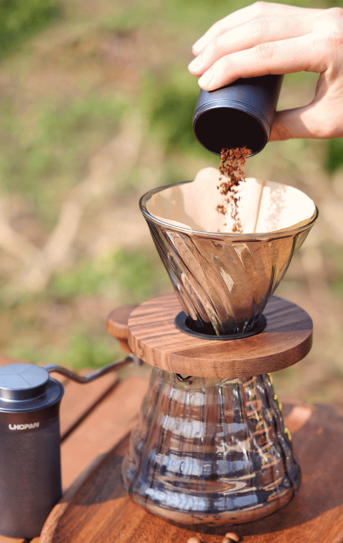 Molino de café manual de aluminio portátil con mango de madera ajustable, molinillo de grano de lujo