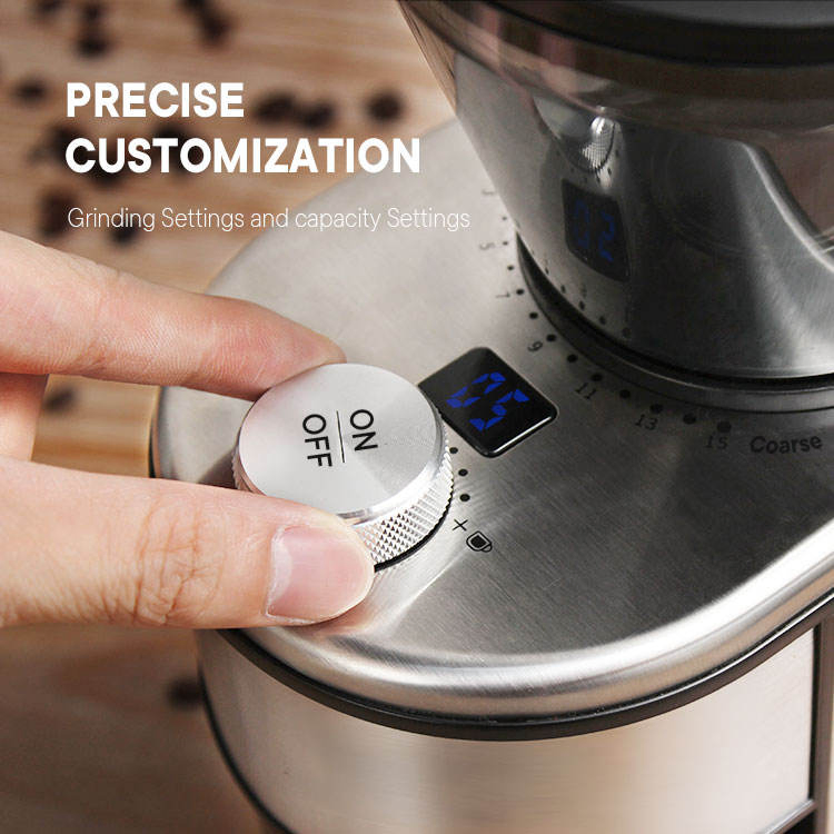 Molino de café con diferentes configuraciones de molienda 100g Capacidad automática de muelas planas para prensa francesa y café filtrado