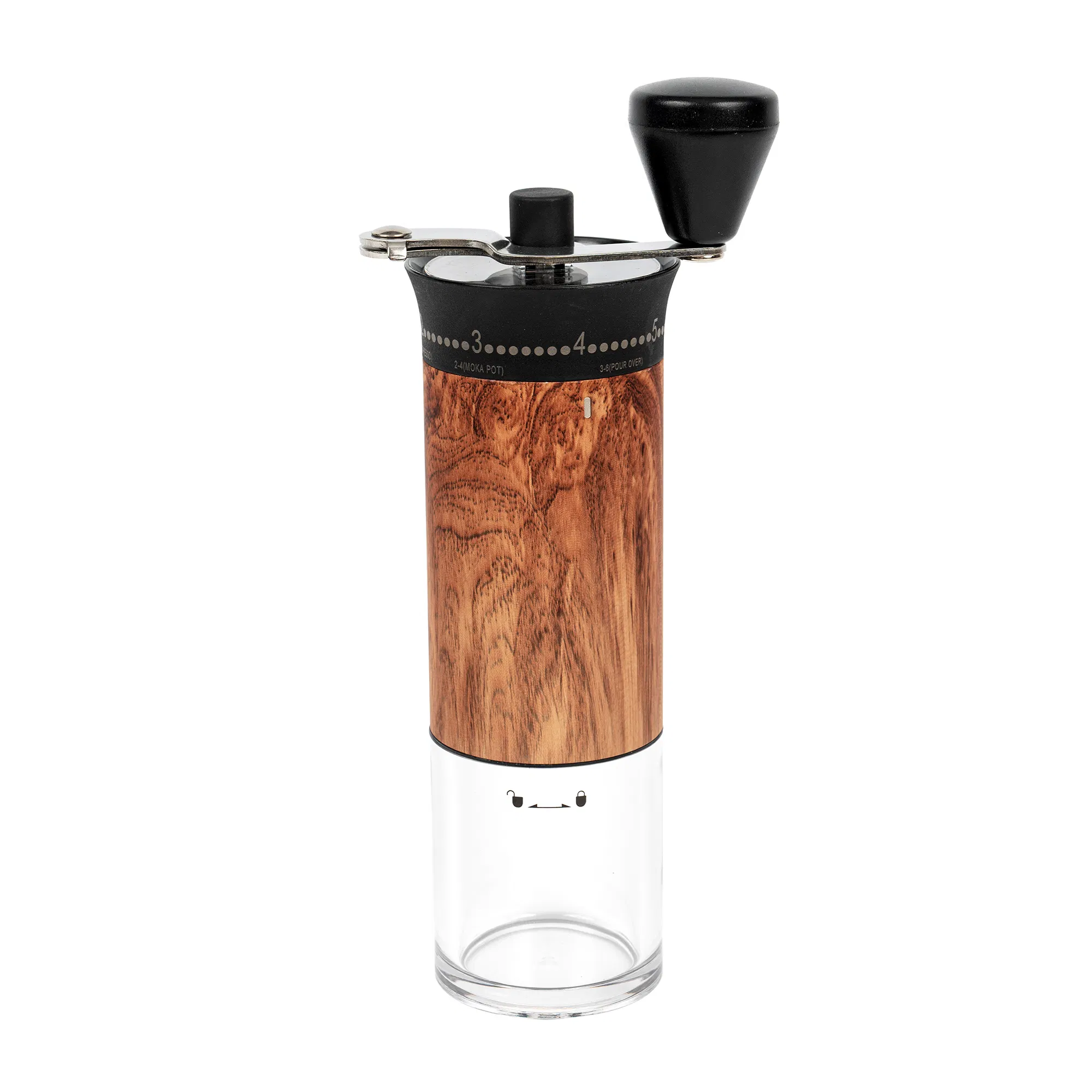Molino de café manual de madera con muela de cerámica ajustable