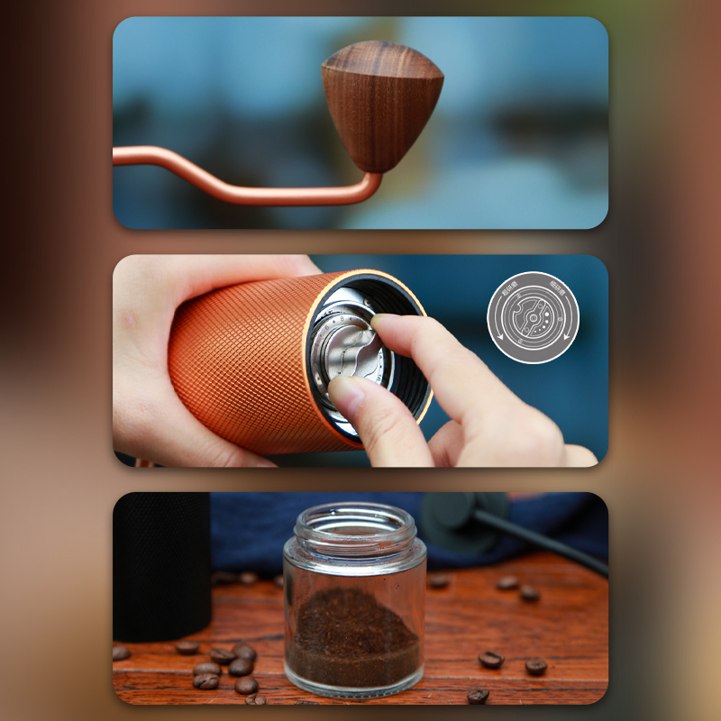 Molino de café manual ajustable con tolva de vidrio - 20g Capacidad