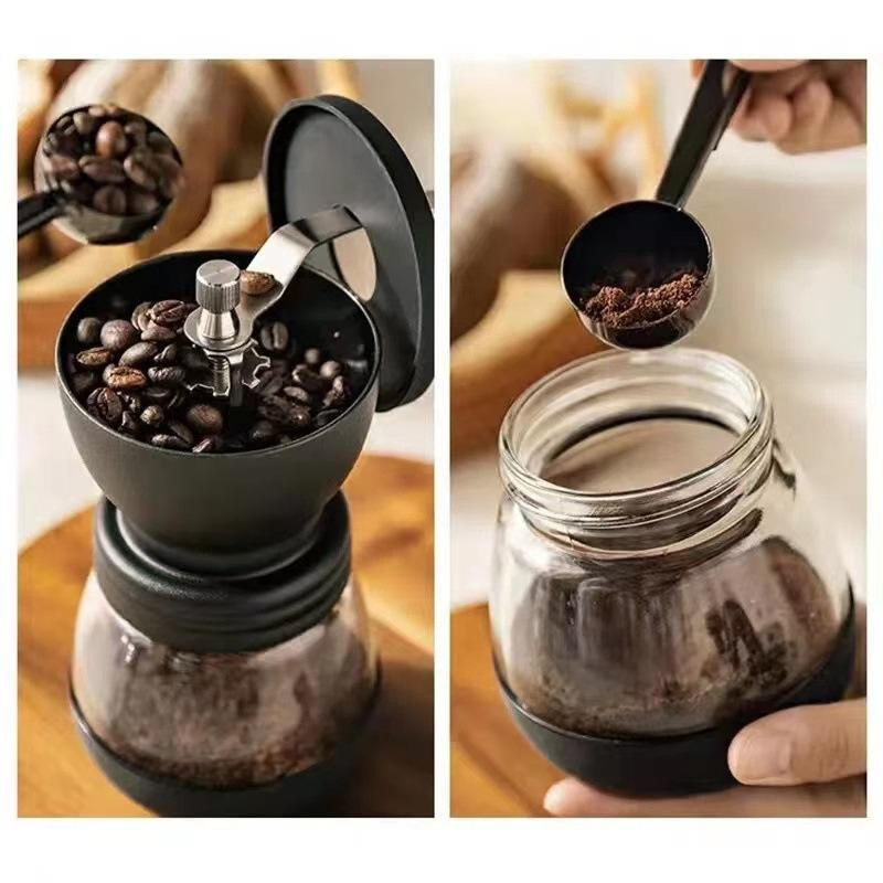 Molino de café manual ajustable de vidrio profesional con silicona, mini molinillo de granos de café para regalo