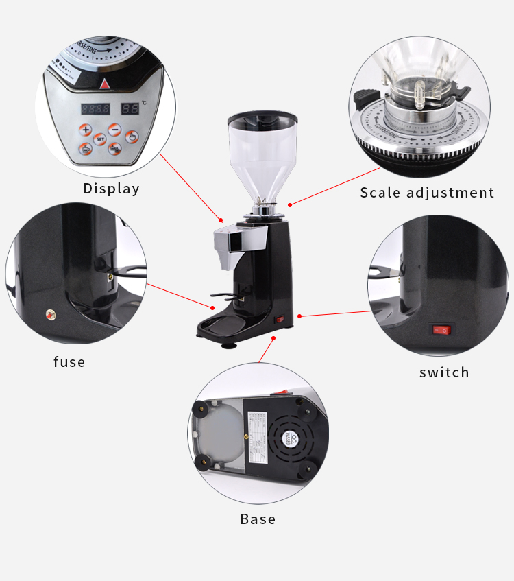 Molino de café eléctrico de muelas planas, máquina de molienda de café redonda